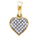 10kt Yellow Gold Women's Round Diamond Small Dainty Heart Love Pendant 1-10 Cttw - FREE Shipping (US/CAN)-Gold & Diamond Pendants & Necklaces-JadeMoghul Inc.