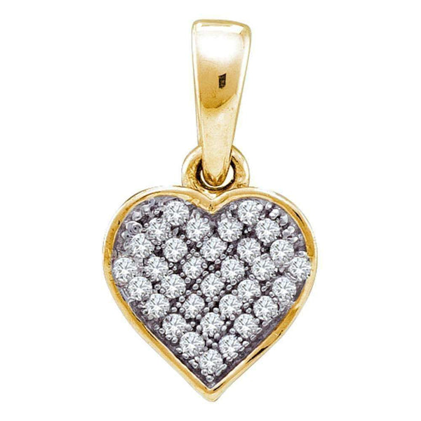 10kt Yellow Gold Women's Round Diamond Small Dainty Heart Love Pendant 1-10 Cttw - FREE Shipping (US/CAN)-Gold & Diamond Pendants & Necklaces-JadeMoghul Inc.