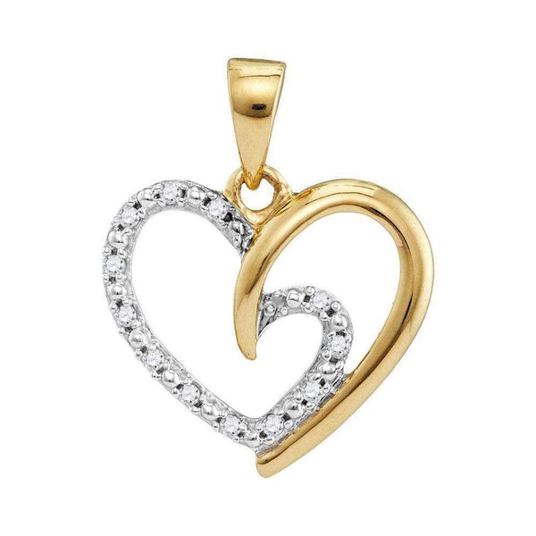 10kt Yellow Gold Women's Round Diamond Small Heart Love Pendant 1-10 Cttw - FREE Shipping (US/CAN)-Gold & Diamond Pendants & Necklaces-JadeMoghul Inc.