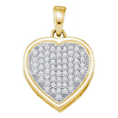 10kt Yellow Gold Women's Round Diamond Small Simple Heart Love Pendant 1-5 Cttw - FREE Shipping (US/CAN)-Gold & Diamond Pendants & Necklaces-JadeMoghul Inc.