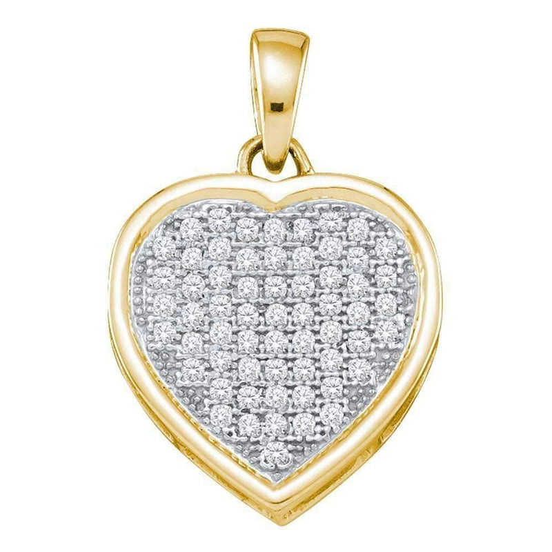 10kt Yellow Gold Women's Round Diamond Small Simple Heart Love Pendant 1-5 Cttw - FREE Shipping (US/CAN)-Gold & Diamond Pendants & Necklaces-JadeMoghul Inc.