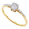 10kt Yellow Gold Women's Round Diamond Small Slender Cluster Ring 1/12 Cttw - FREE Shipping (US/CAN)-Rings And Bands-5-JadeMoghul Inc.