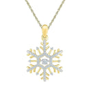 10kt Yellow Gold Women's Round Diamond Snowflake Winter Cluster Pendant 1-6 Cttw - FREE Shipping (US/CAN)-Gold & Diamond Pendants & Necklaces-JadeMoghul Inc.