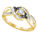 10kt Yellow Gold Women's Round Diamond Solitaire Black-accent Bridal Wedding Engagement Ring 1/3 Cttw - FREE Shipping (US/CAN)-Wedding Jewelry-5-JadeMoghul Inc.