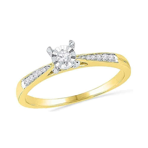 10kt Yellow Gold Women's Round Diamond Solitaire Bridal Wedding Engagement Ring 1/10 Cttw - FREE Shipping (US/CAN)-Gold & Diamond Engagement & Anniversary Rings-5-JadeMoghul Inc.