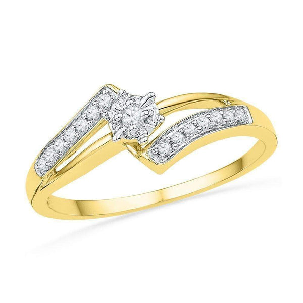10kt Yellow Gold Women's Round Diamond Solitaire Bridal Wedding Engagement Ring 1/10 Cttw - FREE Shipping (US/CAN)-Wedding Jewelry-5.5-JadeMoghul Inc.