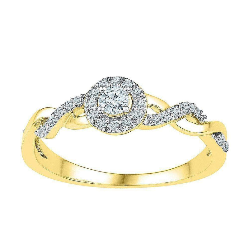 10kt Yellow Gold Women's Round Diamond Solitaire Bridal Wedding Engagement Ring 1/5 Cttw - FREE Shipping (US/CAN)-Wedding Jewelry-5-JadeMoghul Inc.