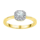 10kt Yellow Gold Women's Round Diamond Solitaire Halo Bridal Wedding Engagement Ring 1/4 Cttw - FREE Shipping (US/CAN)-Wedding Jewelry-6.5-JadeMoghul Inc.