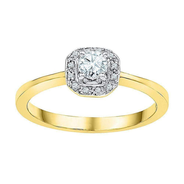 10kt Yellow Gold Women's Round Diamond Solitaire Halo Bridal Wedding Engagement Ring 1/4 Cttw - FREE Shipping (US/CAN)-Wedding Jewelry-6.5-JadeMoghul Inc.