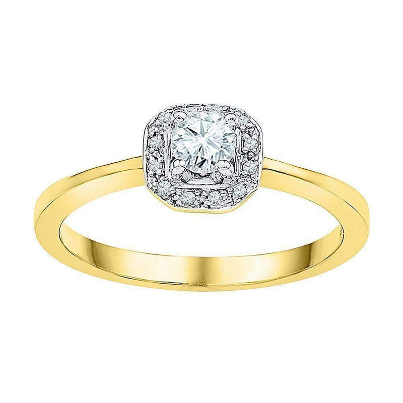 10kt Yellow Gold Women's Round Diamond Solitaire Halo Bridal Wedding Engagement Ring 1/4 Cttw - FREE Shipping (US/CAN)-Wedding Jewelry-6.5-JadeMoghul Inc.