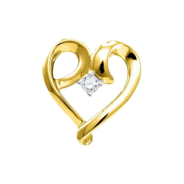 10kt Yellow Gold Women's Round Diamond Solitaire Heart Pendant 1-20 Cttw - FREE Shipping (US/CAN)-Gold & Diamond Pendants & Necklaces-JadeMoghul Inc.