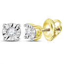 10kt Yellow Gold Women's Round Diamond Solitaire Illusion Earrings 1-20 Cttw - FREE Shipping (USA/CAN)-Gold & Diamond Earrings-JadeMoghul Inc.