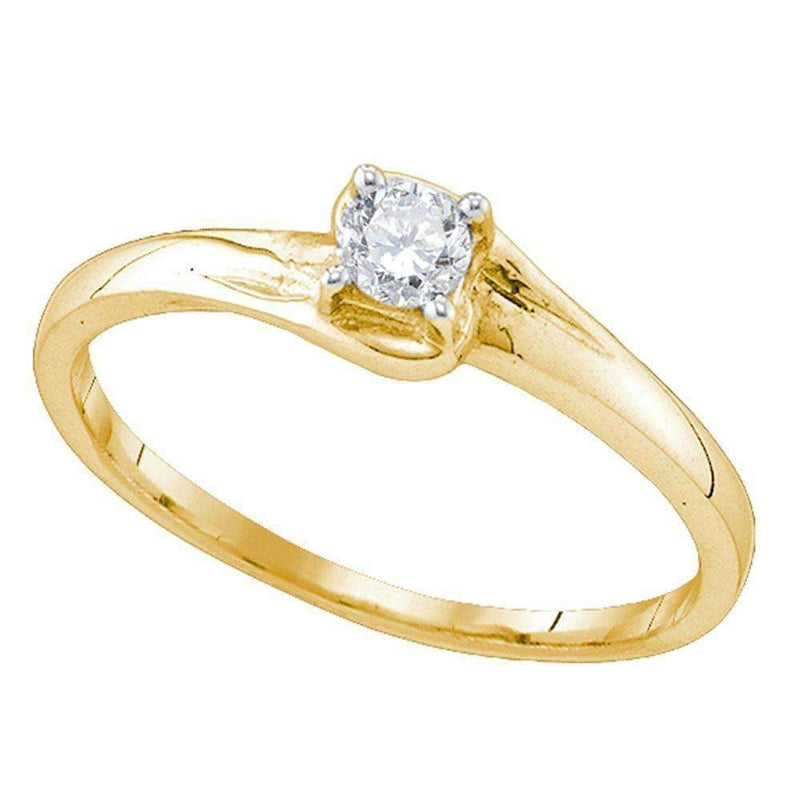 10kt Yellow Gold Women's Round Diamond Solitaire Promise Bridal Ring 1/10 Cttw - FREE Shipping (US/CAN)-Gold & Diamond Promise Rings-5-JadeMoghul Inc.