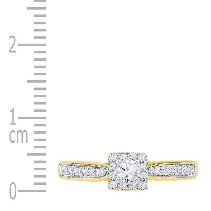 10kt Yellow Gold Women's Round Diamond Solitaire Square Bridal Wedding Engagement Ring 1/2 Cttw - FREE Shipping (USA/CAN)-Gold & Diamond Engagement & Anniversary Rings-5-JadeMoghul Inc.