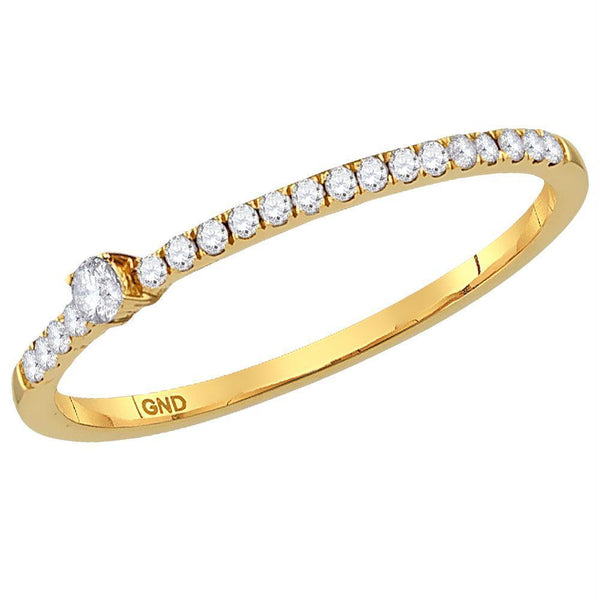 10kt Yellow Gold Womens Round Diamond Solitaire Stackable Band Ring 1/6 Cttw-Gold & Diamond Rings-9.5-JadeMoghul Inc.
