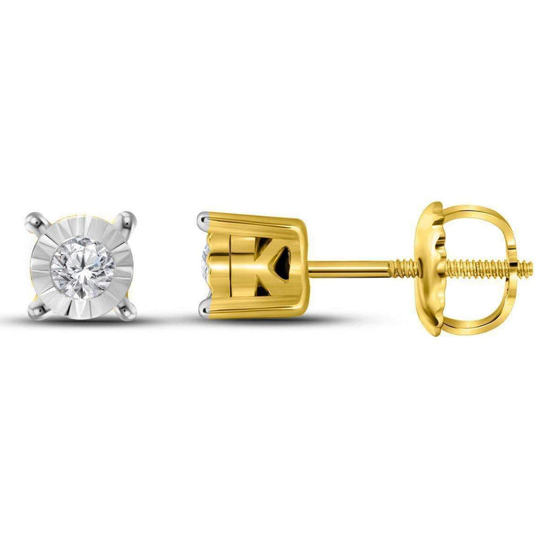 10kt Yellow Gold Women's Round Diamond Solitaire Stud Earrings 1-10 Cttw - FREE Shipping (US/CAN)-Gold & Diamond Earrings-JadeMoghul Inc.