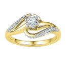 10kt Yellow Gold Women's Round Diamond Solitaire Swirl Bridal Wedding Engagement Ring 1/5 Cttw - FREE Shipping (US/CAN)-Wedding Jewelry-5.5-JadeMoghul Inc.