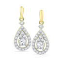 10kt Yellow Gold Women's Round Diamond Solitaire Teardrop Frame Dangle Earrings 1-2 Cttw - FREE Shipping (US/CAN)-Gold & Diamond Earrings-JadeMoghul Inc.