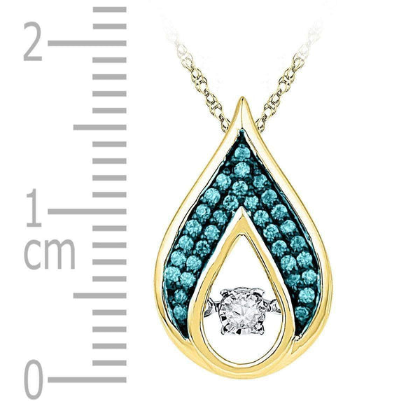 10kt Yellow Gold Womens Round Diamond Solitaire Teardrop Moving Pendant 1-5 Cttw-Gold & Diamond Pendants & Necklaces-JadeMoghul Inc.