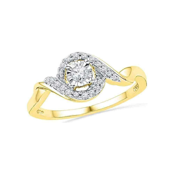 10kt Yellow Gold Women's Round Diamond Solitaire Twist Promise Bridal Ring 1/6 Cttw - FREE Shipping (US/CAN)-Gold & Diamond Promise Rings-5-JadeMoghul Inc.