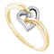 10kt Yellow Gold Women's Round Diamond Solitaire Two-tone Heart Ring 1/20 Cttw - FREE Shipping (US/CAN)-Gold & Diamond Heart Rings-5-JadeMoghul Inc.