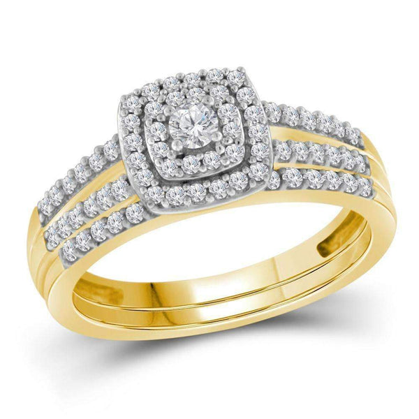 10kt Yellow Gold Women's Round Diamond Split-shank Bridal Wedding Engagement Ring Band Set 1/2 Cttw - FREE Shipping (US/CAN)-Wedding Jewelry-6.5-JadeMoghul Inc.