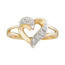 10kt Yellow Gold Women's Round Diamond Split-shank Heart Ring 1/20 Cttw - FREE Shipping (US/CAN)-Gold & Diamond Heart Rings-5-JadeMoghul Inc.