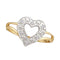 10kt Yellow Gold Womens Round Diamond Split-shank Heart Ring 1/20 Cttw - FREE Shipping (US/CAN)-Gold & Diamond Heart Rings-9-JadeMoghul Inc.
