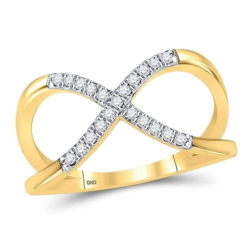10kt Yellow Gold Womens Round Diamond Split-shank Infinity Ring 1/6 Cttw-Gold & Diamond Rings-8-JadeMoghul Inc.