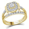10kt Yellow Gold Womens Round Diamond Square Bridal Wedding Engagement Ring Band Set 1/3 Cttw-Gold & Diamond Wedding Ring Sets-5-JadeMoghul Inc.