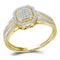 10kt Yellow Gold Womens Round Diamond Square Cluster Bridal Wedding Engagement Ring 1-10 Cttw-Gold & Diamond Engagement & Anniversary Rings-JadeMoghul Inc.