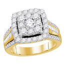 10kt Yellow Gold Women's Round Diamond Square Cluster Bridal Wedding Engagement Ring 1-5/8 Cttw - FREE Shipping (US/CAN) (Certified)-Wedding Jewelry-7.5-JadeMoghul Inc.