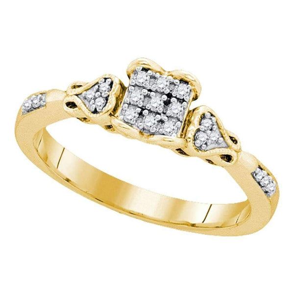 10kt Yellow Gold Women's Round Diamond Square Cluster Bridal Wedding Engagement Ring 1/6 Cttw - FREE Shipping (US/CAN)-Gold & Diamond Engagement & Anniversary Rings-5-JadeMoghul Inc.