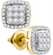 10kt Yellow Gold Women's Round Diamond Square Cluster Earrings 1-2 Cttw - FREE Shipping (US/CAN)-Gold & Diamond Earrings-JadeMoghul Inc.