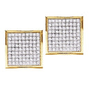 10kt Yellow Gold Women's Round Diamond Square Cluster Earrings 1-4 Cttw - FREE Shipping (USA/CAN)-Gold & Diamond Earrings-JadeMoghul Inc.