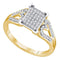 10kt Yellow Gold Women's Round Diamond Square Cluster Heart Ring 1/5 Cttw - FREE Shipping (US/CAN)-Gold & Diamond Cluster Rings-5-JadeMoghul Inc.