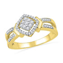 10kt Yellow Gold Women's Round Diamond Square Cluster Ring 1/4 Cttw - FREE Shipping (US/CAN)-Gold & Diamond Cluster Rings-9-JadeMoghul Inc.