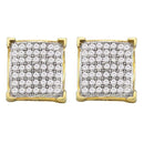 10kt Yellow Gold Women's Round Diamond Square Cluster Screwback Earrings 1-3 Cttw - FREE Shipping (USA/CAN)-Gold & Diamond Earrings-JadeMoghul Inc.