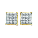 10kt Yellow Gold Women's Round Diamond Square Cluster Screwback Earrings 1-6 Cttw - FREE Shipping (USA/CAN)-Gold & Diamond Earrings-JadeMoghul Inc.