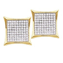 10kt Yellow Gold Women's Round Diamond Square Cluster Screwback Earrings 3-8 Cttw - FREE Shipping (USA/CAN)-Gold & Diamond Earrings-JadeMoghul Inc.