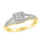 10kt Yellow Gold Women's Round Diamond Square Cluster Split-shank Ring 1-4 Cttw - FREE Shipping (USA/CAN)-Gold & Diamond Cluster Rings-JadeMoghul Inc.