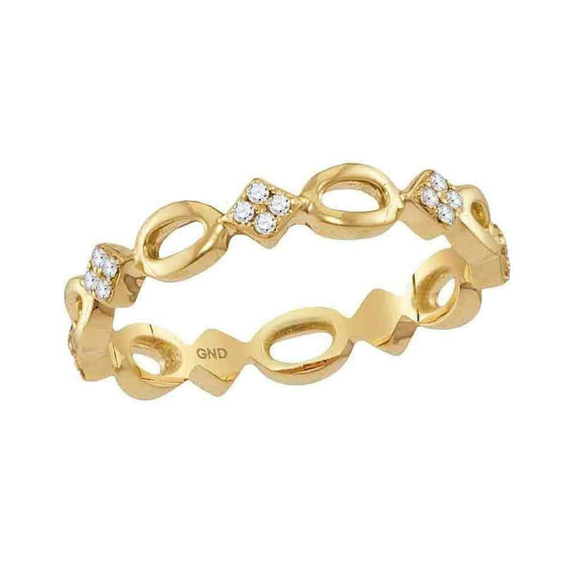 10kt Yellow Gold Women's Round Diamond Square Cluster Stackable Band Ring 1/8 Cttw - FREE Shipping (US/CAN)-Rings And Bands-5-JadeMoghul Inc.