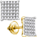 10kt Yellow Gold Women's Round Diamond Square Cluster Stud Earrings 1-2 Cttw - FREE Shipping (US/CAN)-Gold & Diamond Earrings-JadeMoghul Inc.