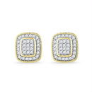 10kt Yellow Gold Women's Round Diamond Square Cluster Stud Earrings 1-4 Cttw - FREE Shipping (US/CAN)-Gold & Diamond Earrings-JadeMoghul Inc.