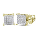 10kt Yellow Gold Women's Round Diamond Square Cluster Stud Earrings 1-4 Cttw - FREE Shipping (US/CAN)-Gold & Diamond Earrings-JadeMoghul Inc.