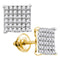 10kt Yellow Gold Womens Round Diamond Square Cluster Stud Earrings 3-4 Cttw-Gold & Diamond Earrings-JadeMoghul Inc.