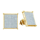 10kt Yellow Gold Women's Round Diamond Square Cluster Stud Earrings 3-8 Cttw - FREE Shipping (US/CAN)-Gold & Diamond Earrings-JadeMoghul Inc.
