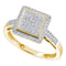 10kt Yellow Gold Women's Round Diamond Square Frame Cluster Ring 1/3 Cttw - FREE Shipping (US/CAN)-Rings And Bands-5-JadeMoghul Inc.