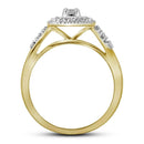 10kt Yellow Gold Women's Round Diamond Square Halo Bridal Wedding Engagement Ring Band Set 1/3 Cttw - FREE Shipping (US/CAN)-Gold & Diamond Wedding Ring Sets-5-JadeMoghul Inc.