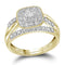 10kt Yellow Gold Women's Round Diamond Square Halo Bridal Wedding Engagement Ring Band Set 1/3 Cttw - FREE Shipping (US/CAN)-Gold & Diamond Wedding Ring Sets-5-JadeMoghul Inc.